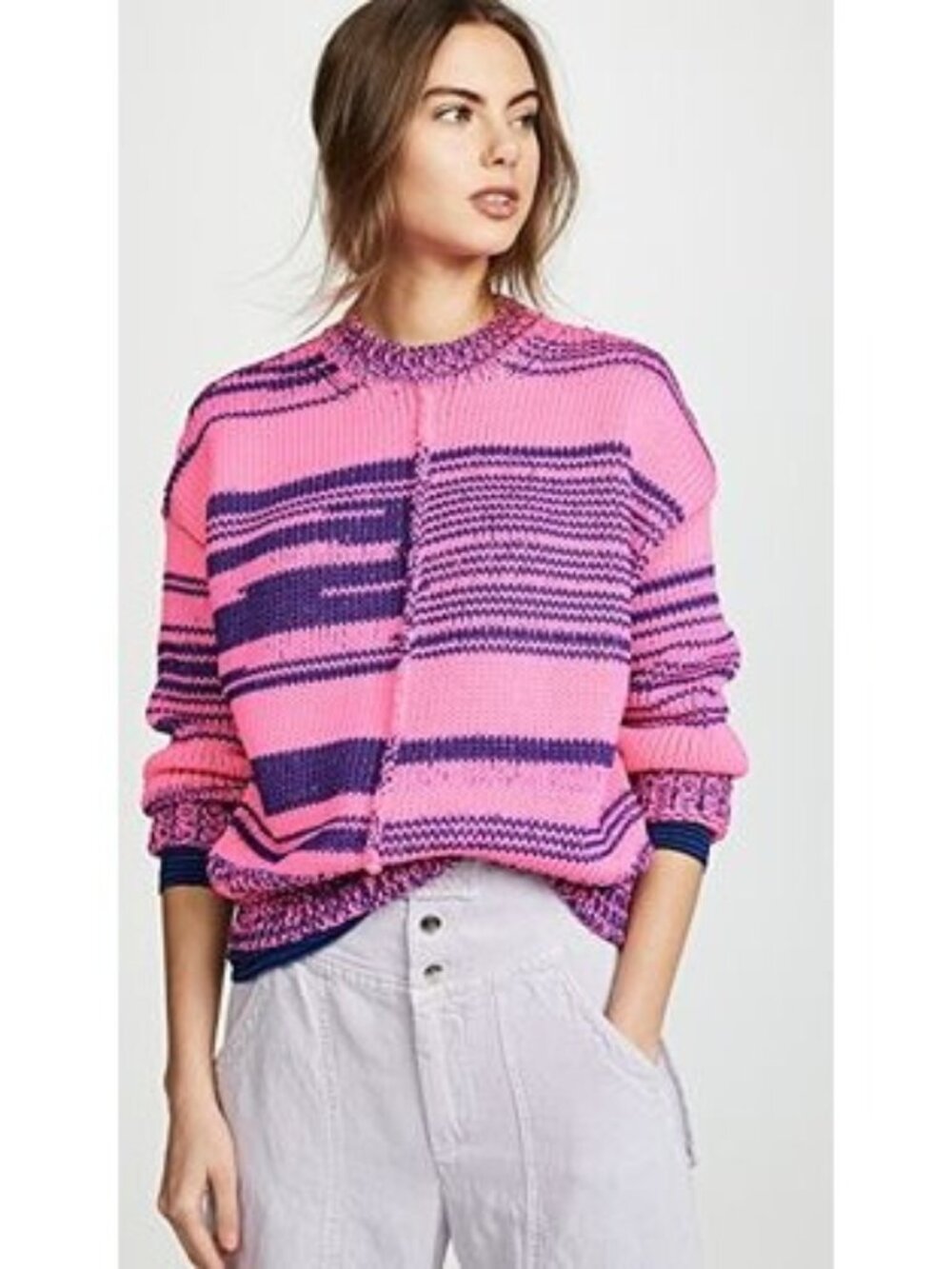 Isabel Etoile Marant Zelma Pink Chunky Sweater Women Long Sleeve Casual 40 US 8